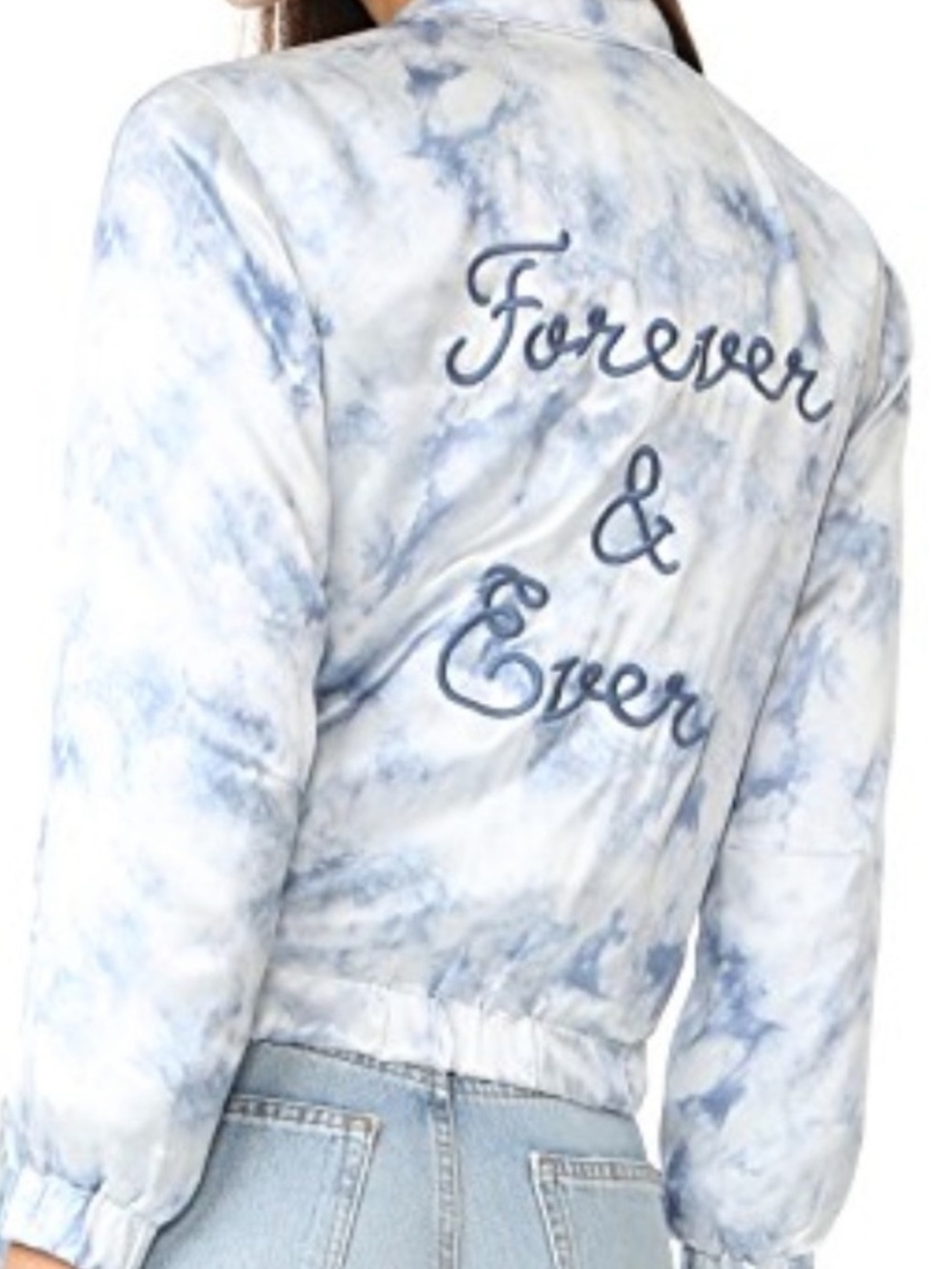 Rosie HW X Paige Flo Kimi Silk Bomber Jacket Tie Dye Forever & Ever Sz Medium